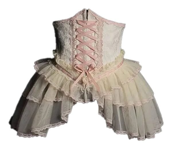 Sweet Lolita Corset Skirt Pre-Order 70 Sweet Lolita Corset Skirt Pre-Order LuckeLadybug sweet lolita corset skirt with lace and ribbon details for a charming outfit