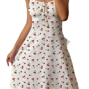LuckeLadybug LLC Love heart halterneck nightdress with cherry print and a flattering fit
