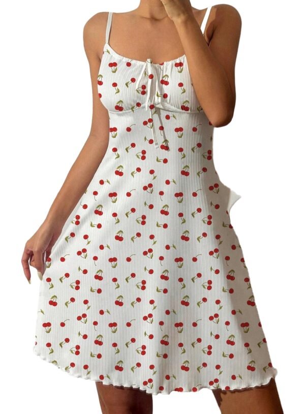 Love Heart Halterneck Nightdress 17 Love Heart Halterneck Nightdress LuckeLadybug LLC Love heart halterneck nightdress with cherry print and a flattering fit