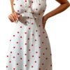 Love heart halterneck nightdress in white with red heart print, perfect for a cozy night in