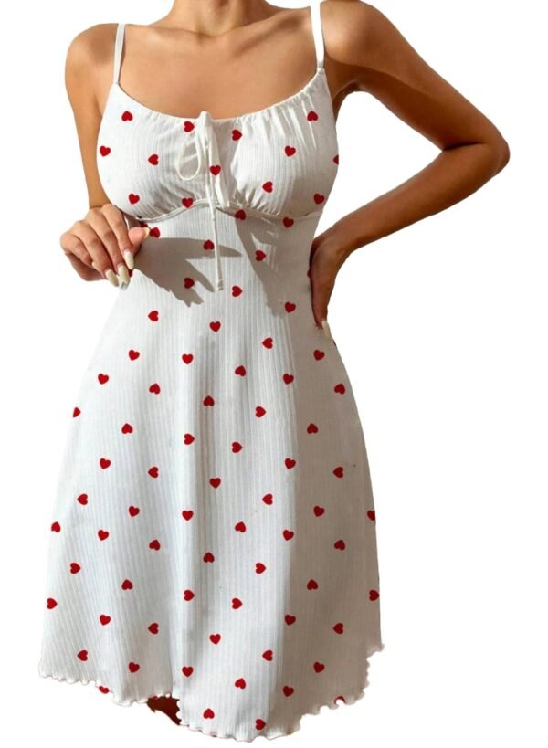 Love Heart Halterneck Nightdress 18 Love Heart Halterneck Nightdress LuckeLadybug LLC love heart halterneck nightdress with a cute pattern of red hearts on a white background