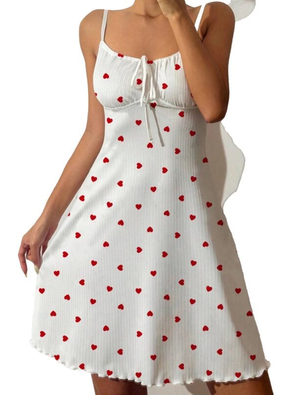 Love Heart Halterneck Nightdress 24 Love Heart Halterneck Nightdress White Love Heart Halterneck Nightdress with Red Heart Print for Stylish Sleepwear