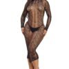 Gretta Midi Dress For Women Fishnet Bodystocking 20 Gretta Midi Dress For Women Fishnet Bodystocking LuckeLadybug LLC black fishnet bodystocking styled as Gretta midi dress for women model wearing black heels