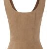 Stylish beige medieval corset top for women with a fitted design and wide neckline