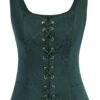 LuckeLadybug LLC Green Medieval Corset Top for Women with Lace-Up Front and Elegant Design