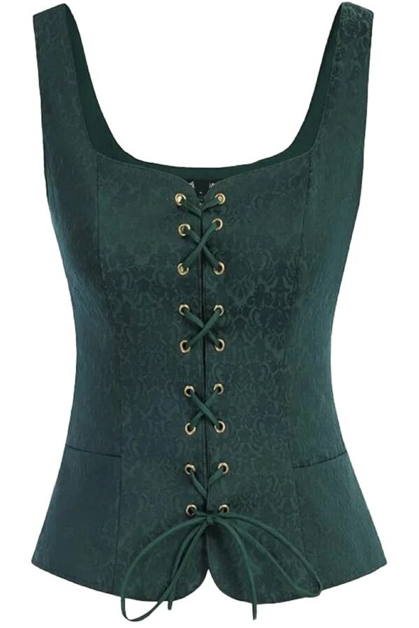 Medieval Corset Top For Women 22 Medieval Corset Top For Women LuckeLadybug LLC Green Medieval Corset Top for Women with Lace-Up Front and Elegant Design