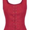 Stylish red medieval corset top for women with lace-up front and fitted design