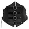 Black medieval corset waistbelt for women with decorative buckles and adjustable laces