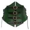 LuckeLadybug LLC medieval corset waistbelt for women in green with decorative buckles and lacing