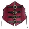 LuckeLadybug LLC medieval corset waistbelt for women in burgundy with decorative buckles and lacing
