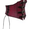 LuckeLadybug LLC Medieval corset waistbelt for women in burgundy with lacing and decorative buckles