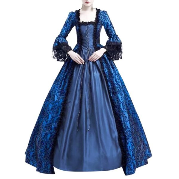 medieval victorian ball gown blue lace sleeves