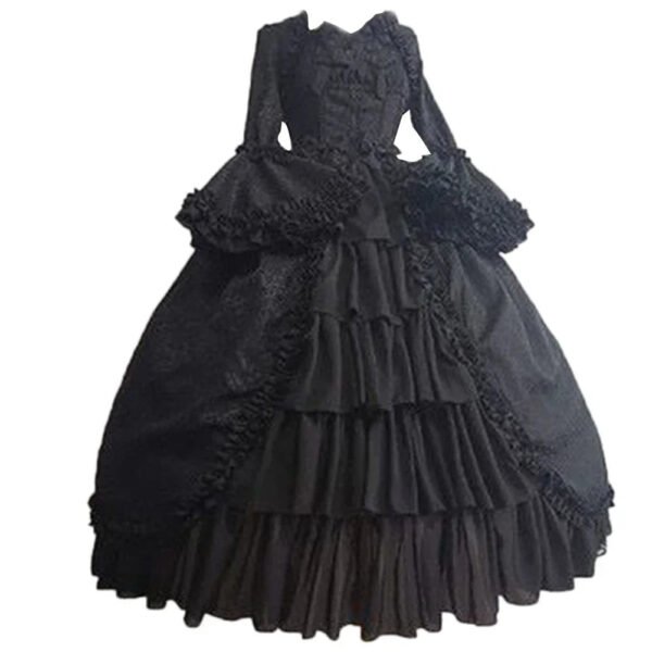 medieval victorian cosplay dress black multi layer