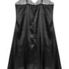 Luxurious black mens satin nightdress lingerie with lace top for a stylish sleepwear option