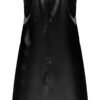 Men's satin nightdress lingerie in black featuring delicate lace trim and adjustable straps