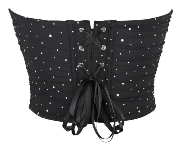 Mesh Corset Top Glitter For Stylish Looks 17 Mesh Corset Top Glitter For Stylish Looks LuckeLadybug LLC mesh corset top glitter with sparkly embellishments and lace-up back detail