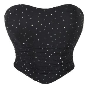 LuckeLadybug mesh corset top glitter featuring a heart-shaped design and sparkling accents