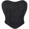 LuckeLadybug LLC mesh corset top glitter with sparkly embellishments and a fitted design