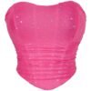 LuckeLadybug LLC Pink Mesh Corset Top Glitter with Shimmering Details for a Glamorous Look