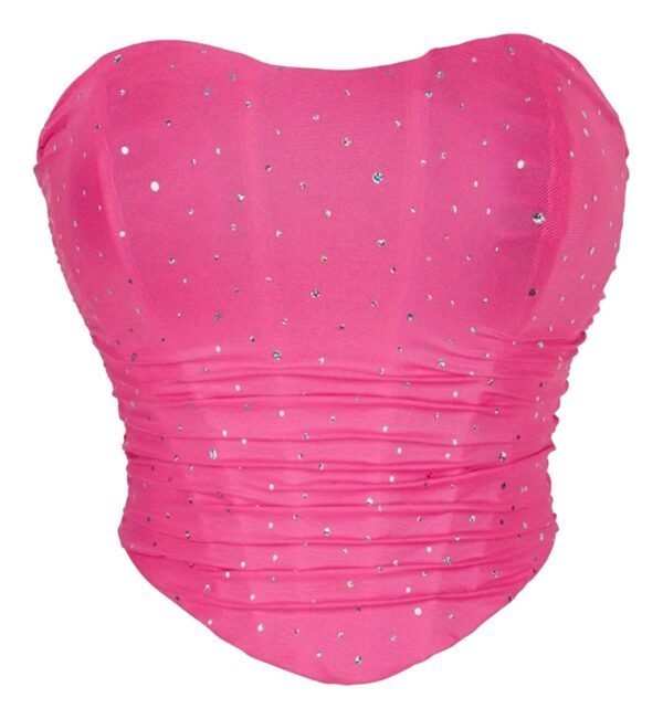 Mesh Corset Top Glitter For Stylish Looks 21 Mesh Corset Top Glitter For Stylish Looks LuckeLadybug LLC Pink Mesh Corset Top Glitter with Shimmering Details for a Glamorous Look