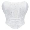 White mesh corset top glitter with sparkling embellishments for a stylish look