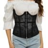 Stylish gothic lace corset belt in black with a zipper front for a fitted look