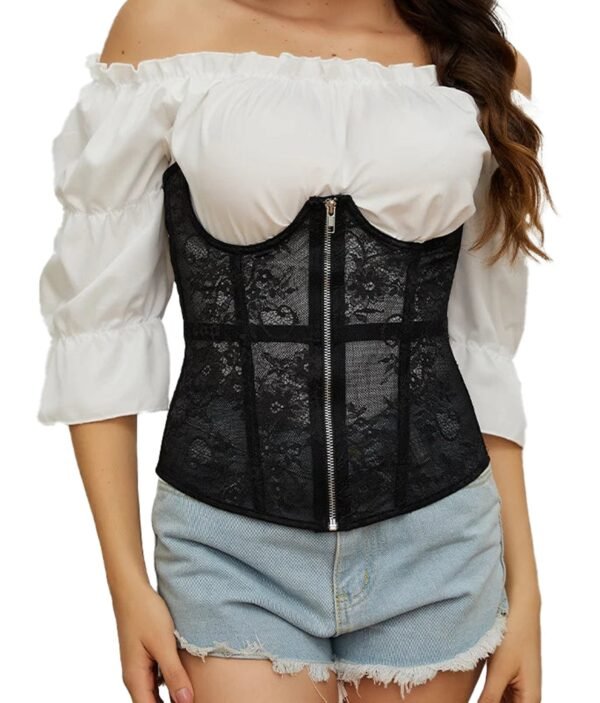 Gothic Lace Corset Belt For Fashion Styles 46 Gothic Lace Corset Belt For Fashion Styles Stylish gothic lace corset belt in black with a zipper front for a fitted look