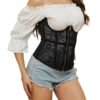 Gothic lace corset belt in black, stylishly worn over a white top and denim shorts