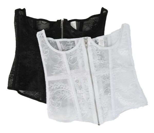 Gothic Lace Corset Belt For Fashion Styles 52 Gothic Lace Corset Belt For Fashion Styles Gothic lace corset belt set in black and white with intricate lace details and zipper closure