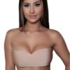 LuckeLadybug LLC adhesive wing shaped bra in nude worn by woman with straight hair