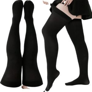 LuckeLadybug LLC Over the Knee Black Socks for Women, perfect for stylish layering and comfort.