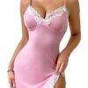 Pink Lace Nightdress For Women 25 Pink Lace Nightdress For Women LuckeLadybug LLC pink lace nightdress for women with delicate lace trim and a flattering fit