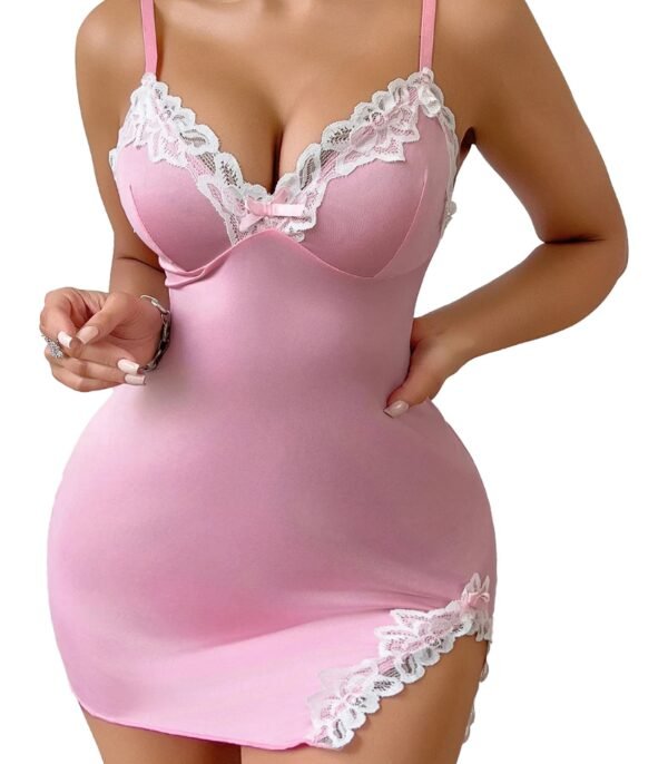 Pink Lace Nightdress For Women 29 Pink Lace Nightdress For Women Pink lace nightdress for women with delicate lace details and adjustable straps for a comfortable fit