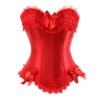 Luxurious pink lace overbust corset for women with frills and bows for chic style