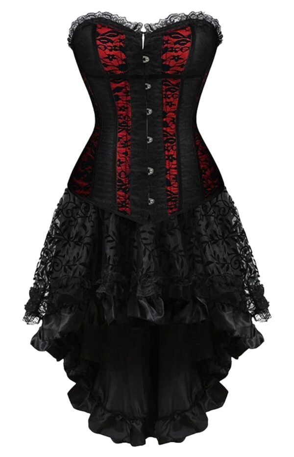 Plus Size Corset Dress For Women 45 Plus Size Corset Dress For Women Elegant black and red plus size corset dress for women with lace accents and ruffled hemline