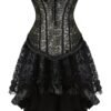 Elegant black plus size corset dress set with lace detailing and ruffled hem for special occasions