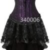 Elegant plus size corset dress set with purple lace bodice and black ruffled skirt