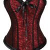 Elegant red plus size corset dress set featuring lace detailing and satin ribbon accents