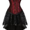 Plus Size Corset Dress Set With Ruffled Skirt 23 Plus Size Corset Dress Set With Ruffled Skirt Elegant plus size corset dress set in red lace and black ruffles for formal occasions