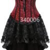 Elegant red and black plus size corset dress set with lace detailing and ruffled hem for a stylish look