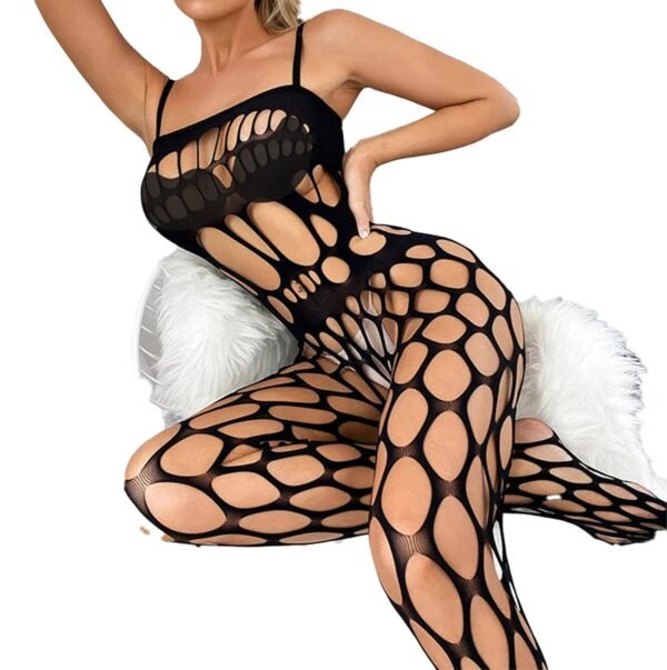 Plus Size Crotchless Lingerie Set 34 Plus Size Crotchless Lingerie Set LuckeLadybug plus size crotchless lingerie set in black with a unique cut-out design