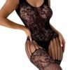 LuckeLadybug LLC Plus Size Crotchless Lingerie Set with Sheer Lace and Cut-Out Design
