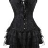 Plus Size Gothic Corset Dress With Ruffles 14 Plus Size Gothic Corset Dress With Ruffles Black plus size gothic corset dress with lace ruffles and sweetheart neckline for a dramatic look
