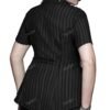 Black plus size gothic corset shirt with vertical stripes, featuring a fitted design and short sleeves