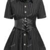 Plus size gothic corset shirt with a fitted waist and button-down front for a stylish look