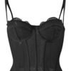 Luxurious black lace plus size gothic corset top with adjustable straps and a flattering fit