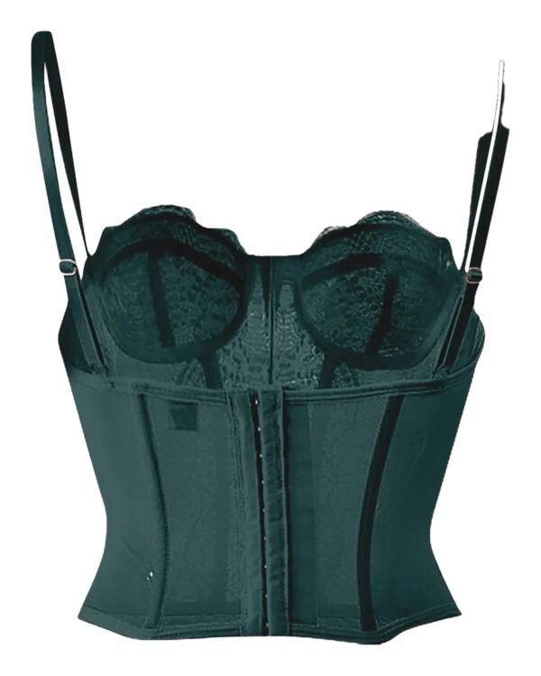 Plus Size Gothic Corset Top In Multiple Colors 119 Plus Size Gothic Corset Top In Multiple Colors Plus size gothic corset top in dark green with adjustable straps and floral lace detailing