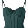 Dark green plus size gothic corset top with lace trim and supportive structure for a stylish silhouette