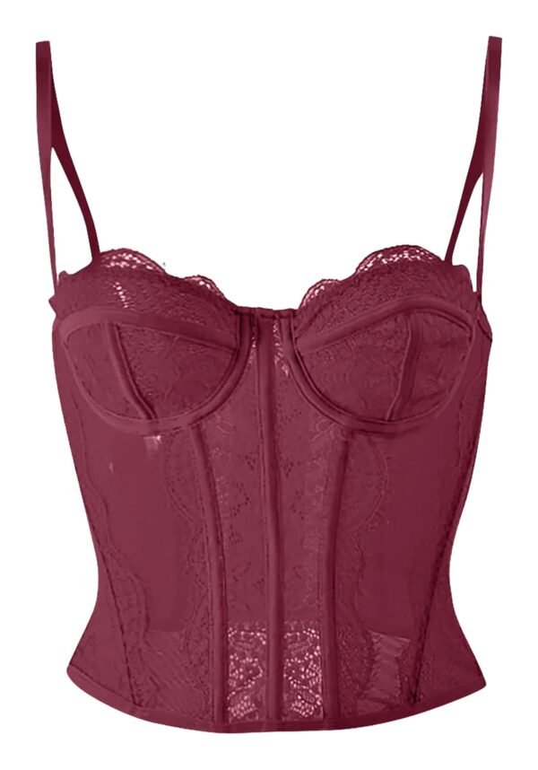Plus Size Gothic Corset Top In Multiple Colors 104 Plus Size Gothic Corset Top In Multiple Colors Burgundy plus size gothic corset top with lace detailing and adjustable straps for a flattering fit