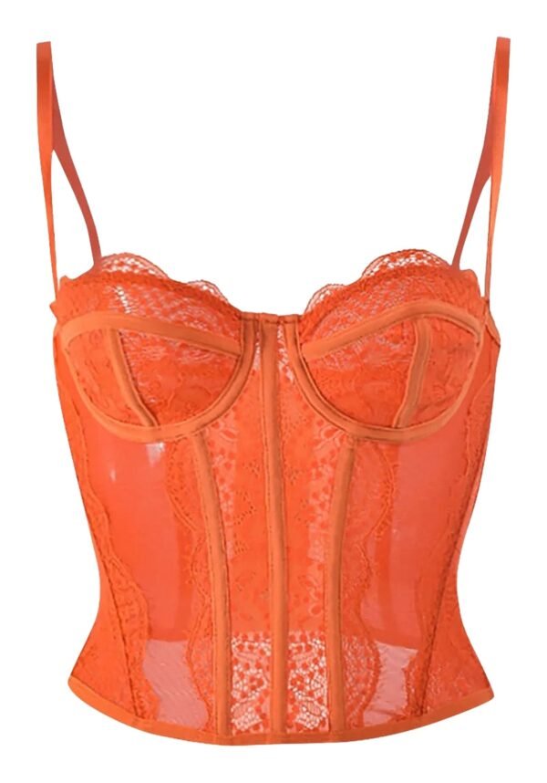 Plus Size Gothic Corset Top In Multiple Colors 110 Plus Size Gothic Corset Top In Multiple Colors Orange plus size gothic corset top with lace design and adjustable straps for a stylish fit